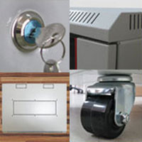 Комплекс бесперебойного питания 220В/3000 ВА, чистый синус, On-Line, 165-290 В, 19" шкаф, место под доп. оборудование, место под 6 шт. АКБ 120Ач ( в комплект не входят). Встроенный SNMP-модуль. 600х820х2130 мм, дверца с закаленным стеклом, замок, возможность установки вентиляционных модулей, съемные колеса с повышенной нагрузочной способностью.