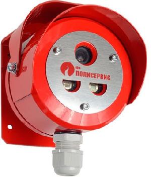 Извещатель пожарный пламени, IP65, 2ИК канала+ТВ (горение углеводородов-4,4мкм+опорный канал:4,0мкм) угол обзора 90° на 25м, Uпит.=9..28В, Iпотр.=70мА, контр. запыления, авт.подогрев (отключаемый),&nbsp;&nbsp;-55°..+50°