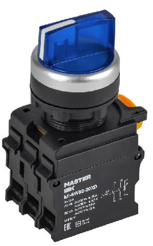 Переключатель с подсветкой 3 полож. 2NO синий MASTER IEK