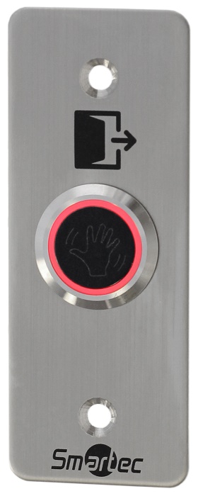 Кнопка ИК-бесконтактная металлическая, врезная, СИД индикатор, НЗ/НР контакты, IP68, -35 до +55°С, 35х90 мм.