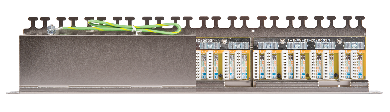 Коммутационная панель 19", 1U, 24 порта, Кат.6a (Класс Ea), 500МГц, RJ45/8P8C, 110/KRONE, T568B, полный экран, с органайзером, металлик