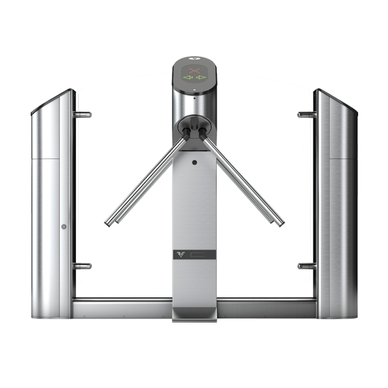 Турникет двусторонний со стеклом и картоприемником 2 тумбы с индикацией режима прохода, 2 стекла, 2 шт T01 - корпус из шлифованной нерж. стали; планки из шлифованной нерж.стали; светодиодное табло; пульт д/у; встроенный в тумбу картоприемник.