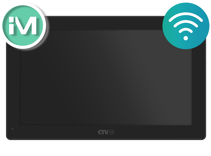 Монитор видеодомофона 10", 1024х600, Touch Screen, до 2 панелей, до 1 видеокамер, SD до 32Gb, поддержка форматов AHD, TVI, CVI и CVBS с разрешением 1080p/720p/960H, встроенный модуль Wi-Fi, поддержка P2P,  моб устройств с ОС Android, iOS. ПО CTV HOME, видеоархив в "облаке", автоответчик, встроенный источник питания