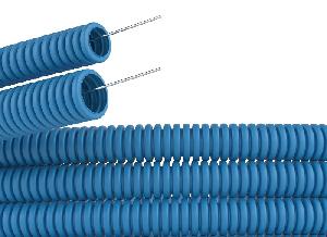 Труба ПП гибкая гофр. д.16мм, тяжёлая с протяжкой, 100м, цвет синий
