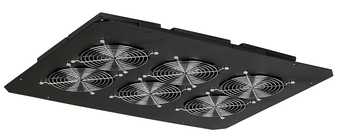 Вентиляторный блок TLK для напольных шкафов серий TFM, TFR-R (глубиной более 600 мм), TFA, 6 вентиляторов, нижние решетки пластиковые с фильтром, без шнура питания, черный