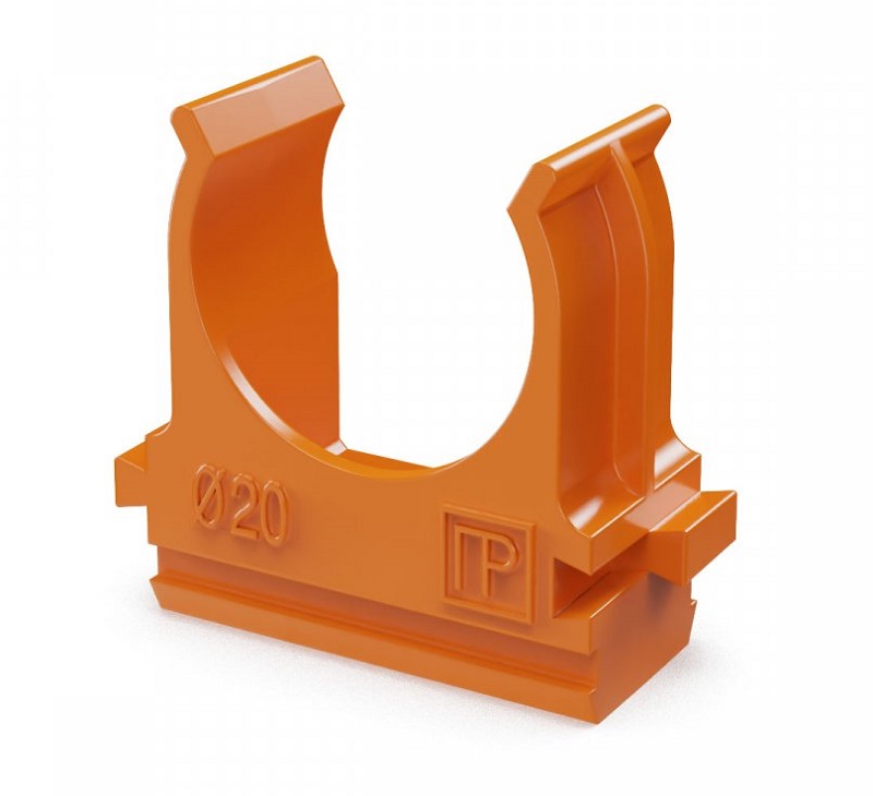 Крепёж-клипса для труб АБС-пластик оранжевая d20 мм (100шт/уп)