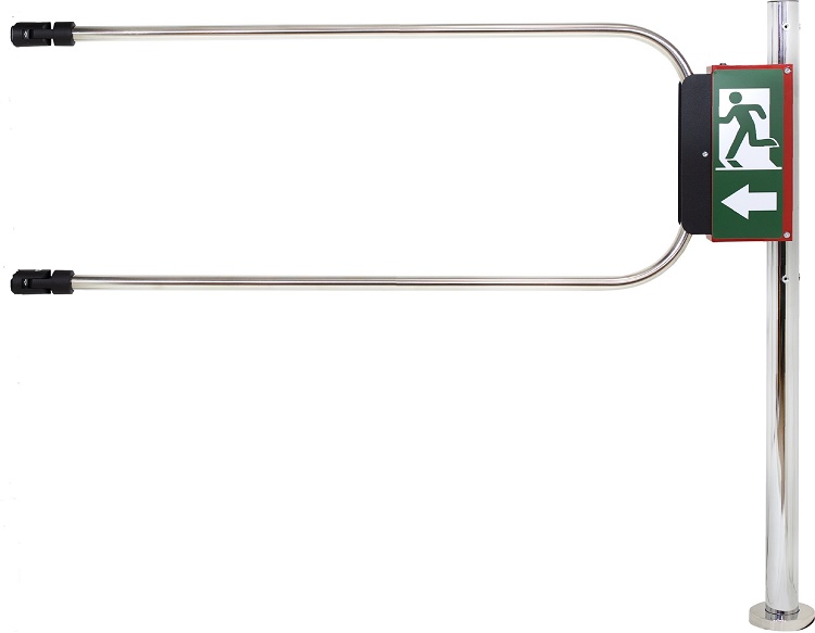 Калитка аварийного выхода с электромагнитом, нержавеющая сталь, в комплекте стойка 1000 х D50 мм и створка 1200 х D25 мм.