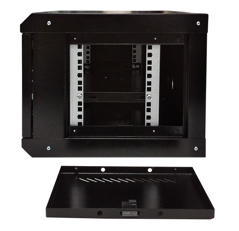 Настенный шкаф 19, 6U, Тип двери: Стеклянная с ударопрочным тонированным стеклом, Высота: 300 мм, Глубина: 400 мм, Ширина: 530 мм, Статическая нагрузка: 90 (стена), 300 (опоры) кг, Цвет: Черный, IP20, Климатическое исполнение: УЗ, 1 полка в комплекте