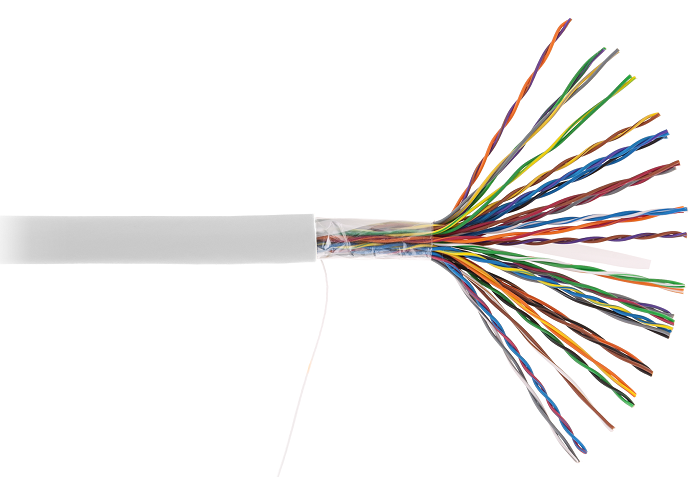 Кабель U/UTP 25 пар, Кат.5 (Класс D), 100МГц, одножильный, BC (чистая медь), внутренний, PVC нг(B), серый, 305м