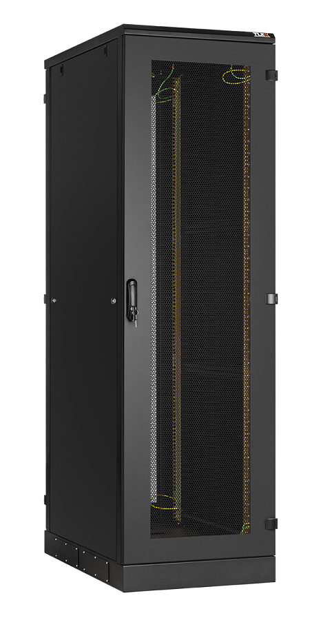 Напольный шкаф 19", 24U, перфорированная дверь, боковые цельнометаллические стенки и задняя дверь Ш600хВ1280хГ1000мм, в разобранном виде, черный
