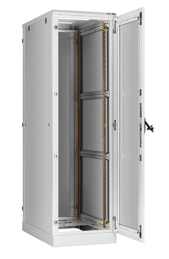 Напольный шкаф 19", 33U, стеклянная дверь, боковые цельнометаллические стенки и задняя дверь Ш800хВ1660хГ1000мм, в разобранном виде, серый