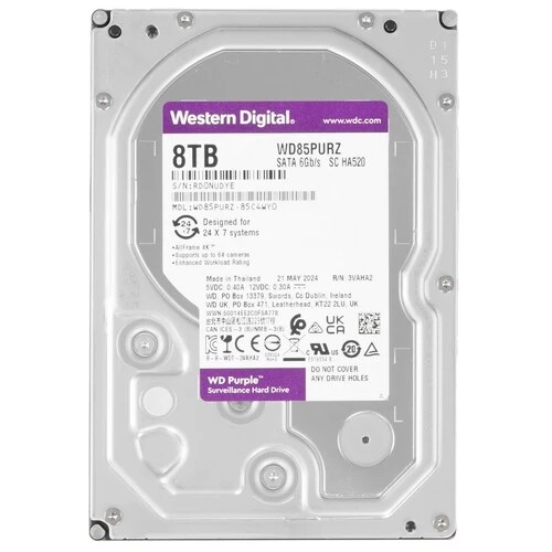 HDD 8Tb Жесткий диск SATA-III 8Tb Purple (5640rpm) 256Mb 3.5"