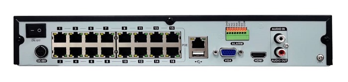 Сетевой видеорегистратор c PoE для записи и воспроизведения до 16-ти любых IP-видеокамер TRASSIR / ActiveCam и других производителей по протоколам ONVIF, RTSP.