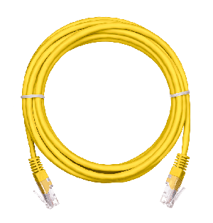 Коммутационный шнур U/UTP 4 пары, Кат.5е (Класс D), 100МГц, 2хRJ45/8P8C, T568B, заливной, многожильный, BC (чистая медь), PVC нг(B), желтый, 1м, уп-ка 10шт.
