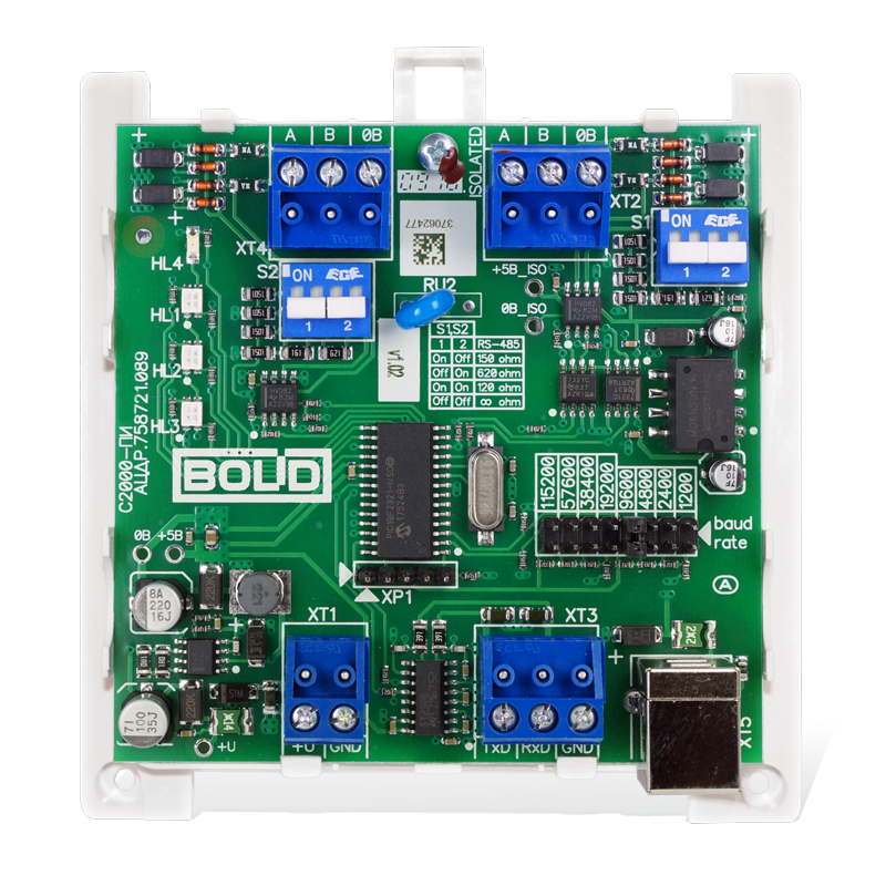 Преобразователь интерфейса RS-232 - RS-485, повторитель интерфейса RS-485 с гальванической развязкой.