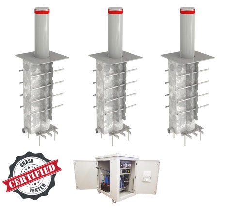 Блокиратор автоматический выдвижной серии HBD Anti-terror Heavy Duty K12. В комплекте 3 болларда, диаметр 275, высота 900 мм