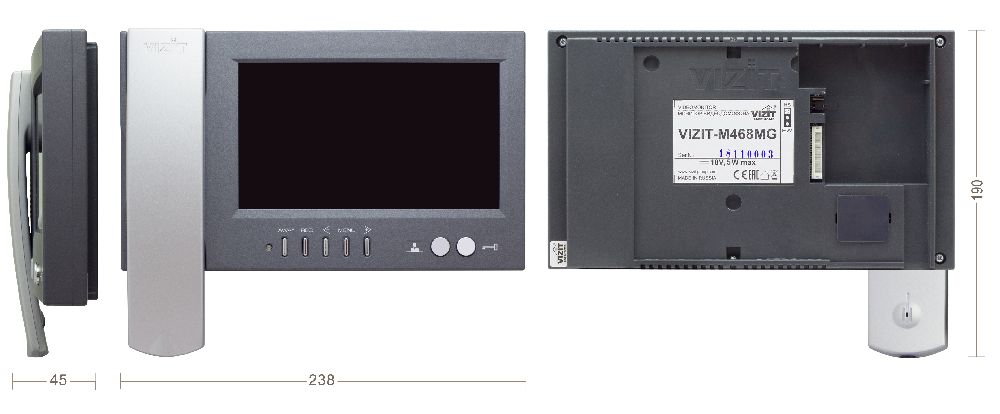 Монитор цветного изображения (PAL, 7"). видеопамять (ч/б 250 кадров). 15-27VDC.  Цвет корпуса - тёмно-серый, цвет трубки- серебристый.