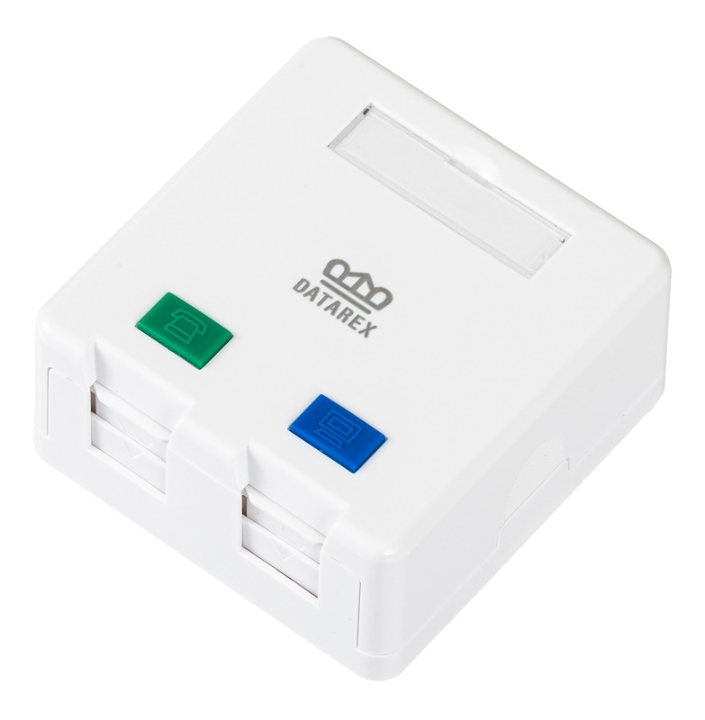 Коробка настенная, 2 порта, шторки, белый