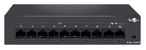 Неуправляемый коммутатор, 8 RJ-45 POE портов (10/100 Мбит/с), 2 RJ-45 Uplink порта (10/100 Мбит/с), бюджет на порт до 30 Вт, общий бюджет до 90Вт.