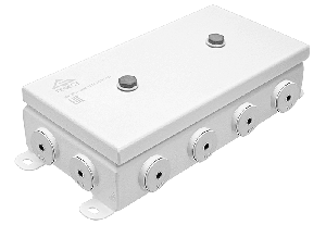 Коробка монтажная общепромышленные, оцинкованная сталь 1,2мм, IP66, 123х240х62 мм, 12 вводов, диаметр присоединяемого кабеля: М20 (8-13), (Р) - резиновый ввод