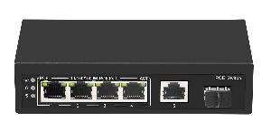 Коммутатор неуправляемый, 4PoE (802.3af/at) порта 1000Мбит/с, 1 Uplink порт 1000Мбит/с, 1 SFP порт 1000Мбит/с, 65W