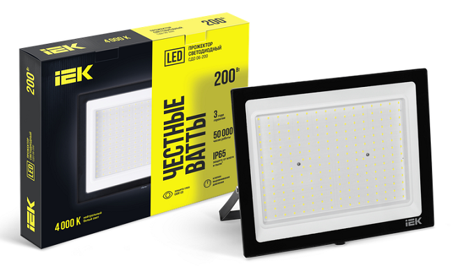 Прожектор LED СДО 06-200 IP65 4000К черный