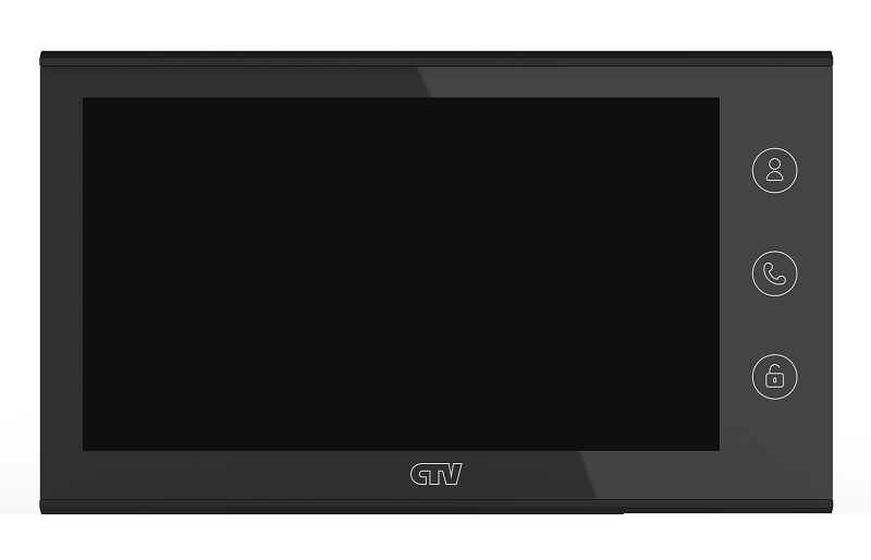 Монитор видеодомофона с 7" IPS дисплеем, системой управления Easy buttons, поддержка форматов AHD, TVI, CVI и CVBS с разрешением 1080p/720p/960H, встроенный модуль Wi-Fi, поддержка P2P,&nbsp;&nbsp;моб устройств с ОС Android, iOS. ПО CTV HOME, автоответчик, встроенный ист. пит.