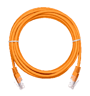 Коммутационный шнур U/UTP 4 пары, Кат.5е (Класс D), 100МГц, 2хRJ45/8P8C, T568B, заливной, многожильный, BC (чистая медь), PVC нг(B), оранжевый, 5м, уп-ка 10шт.