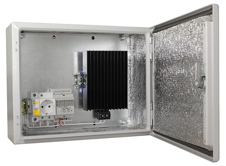 Термошкаф утепленный, с электрическим подогревом, от - 75°C до +60°C.  IP66. 220 В АС. 600 х 800 х 400 мм. Мощность подогрева 300 Вт.