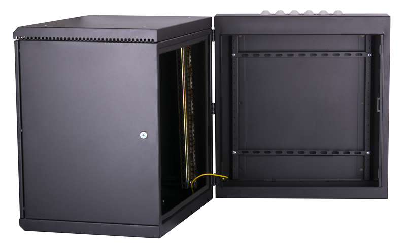 Настенный двухсекционный шкаф 19", 6U, металлическая дверь, промышленный, степень защиты IP55, Ш600хВ370хГ600мм, черный.