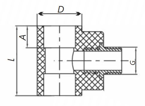 Тройник комбинир. ПП D25х1/2"х25 HР