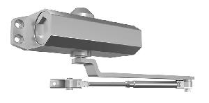 Доводчик дверной для двери весом до 80 кг, рычаг с квадратным отверстием, цвет: серебряный. Температура застывания гидравлической жидкости  -60°С