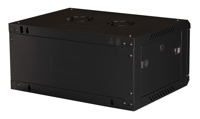Шкаф 19" телекоммуникационный настенный, 4U 280х600х450 мм, дверь перфорация, черный