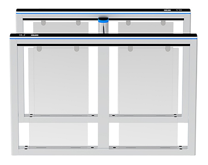 Скоростной турникет распашной (левый и правый модуль) Comet-S1000, нар на отказ 6 млн., инфр. дат. 8 пары., скор. отк. двери 0.8 сек., ширина прохода 660 мм. Цвет - серебро.