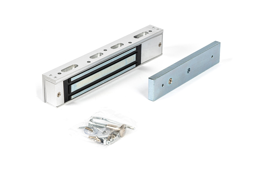 Электромагнитный замок с L-образным креплением, усилие 280 кг. 12 В / 0,4 А. от -35 до +50. 250х49,5х26,5 мм, 2 кг. В комплекте L-образное крепление.