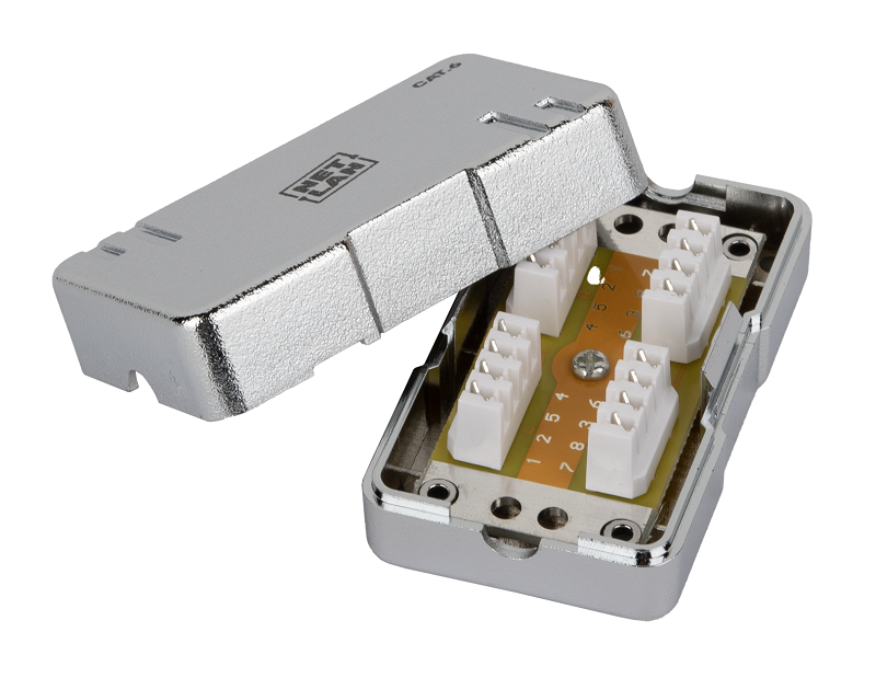 Кабельный соединитель IDC-IDC, Кат.6 (Класс E), 250МГц, 110/KRONE, T568A/B, экранированный, металлик