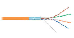 Кабель F/UTP 4 пары, Кат.5e (Класс D), тест по ISO/IEC, 100МГц, одножильный, BC (чистая медь), 24AWG (0,511мм), внутренний, LSZH нг(А)-HFLTx, оранжевый, 305м