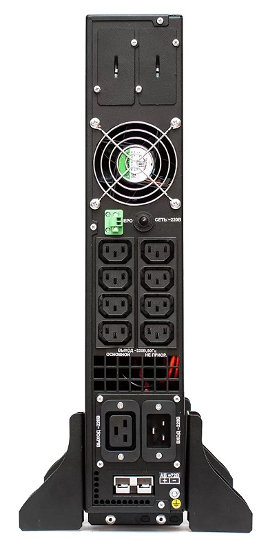 Источник бесперебойного питания в стойку, on-line (с двойным преобразованием), чистая синусоида, 3000 ВA (2700 Вт); U-вх.220 В; под внешние аккумуляторы, U-акб.72 В, I-заряд.4 А; ЖК-дисплей; выходные разъёмы - IEC-320-C13 (8 шт.), IEC-320-C19 (1 шт.); холодный старт, совместим с генератором; высота 2U; IP20, t-раб.+5...+40°C, 88х482х447 мм