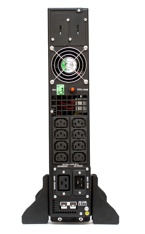 Источник бесперебойного питания напольный/в стойку, on-line (с двойным преобразованием), чистая синусоида, 2000 ВA (1800 Вт); U-вх.220 В; встроенные аккумуляторы, 6х12В/9Ач, U-акб.72 В, I-заряд.1 А; ЖК-дисплей; выходные разъёмы - IEC-320-C13 (8 шт.), IEC-320-C19 (1 шт.); холодный старт, совместим с генератором; высота 2U; IP20, t-раб.+5...+40°C, 482х88х595 мм