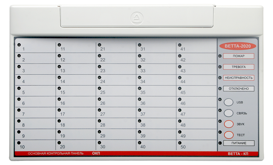 Основная контрольная панель. Подключение до 40 объектовых приборов с помощью 2-х системных магистралей RS-485. Контроль до 50-и адресных зон охраны (или до 200-т зон с помощью дополнительных контрольных панелей. Управление дополнительными контрольными панелями и блоками реле через приборную магистраль RS-485. Питание от внешнего ИП 12 В.