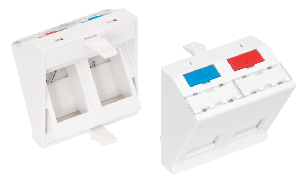 Вставка типа Mosaic 45x45мм, 2 порта, под модули-вставки типа Keystone, наклонная, со шторками, белая