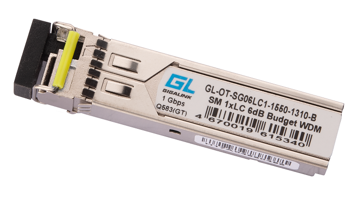 Модуль SFP, WDM, 1,25Gb/s одно волокно SM, LC, Tx:1550/Rx:1310 нм, 6 дБ до 3 км