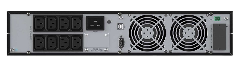 Онлайн ИБП ДКС серии Small Rackmount, 3000 ВА/2700 Вт, 1/1, 8xIEC C13, EPO, USB, RS-232, Rack 2U, 6x9Ач