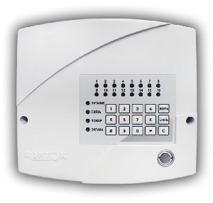 Контроллер охранно-пожарный, основной канал Ethernet, резервный канал GSM(GPRS)- 2G,, 2 SIM карты. 16 встроенных шлейфа (ОС, ПС, ТС), встроенная клавиатура, считыватель ТМ.