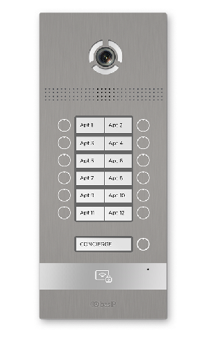 Вызывная панель на 12 абонентов. Поддержка технологии "UKEY":&nbsp;&nbsp;3D идентификация по распознаванию лиц - 10 000 лиц. Память до 60 000 идентификаторов. Цифровая IP камера: 2.0 Мп, 1/4” CMOS, угол обзора 110°. Врезной монтаж.