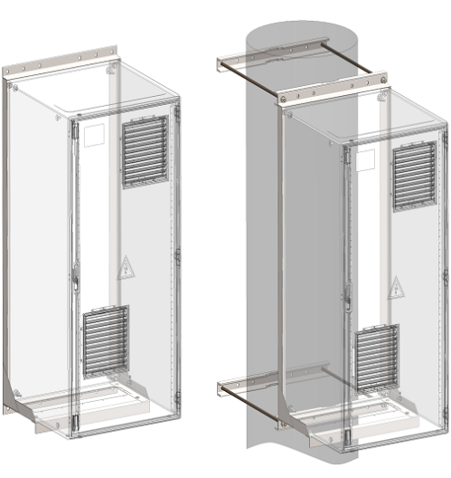 Крепление ТШ-10 на круглую или квадратную опору. Максимальный размер опор ☐ / Ø 550мм. 