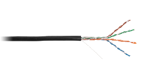 Кабель U/UTP 4 пары, Кат.5e (Класс D), 100МГц, одножильный, BC (чистая медь), внешний, PE до -40C, черный, 100м