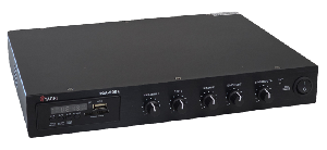 Микшер усилитель 220 В AC/24 В DC, 30 Вт, 1 линия трансляции 4-16/ Ом/70в/100в, 2 линейный входа,подключение 1 микрофона, 1 линейный выход, воспроизведение с SD/USB/FM, защита от КЗ.