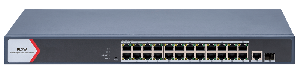 Коммутатор L2, Смарт-управляемый, 24 гигабитных порта RJ45 PoE, 1 uplink порт 1000М RJ45 1 гигабитный порт SFP, 802.3af/at, бюджет PoE 370 Вт, облачное управление, VLAN, STP/RSTP loop prefention, PoE watchdog, поддержка режима передачи до 300м,10Мб/с, CAT6; защита от перенапряжения 6 кВ; Поддержка унифицированного управления топологией, крепление в стойку