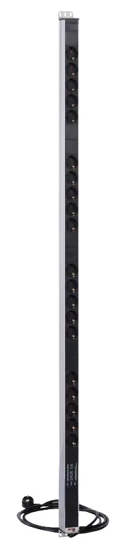 Вертикальный блок розеток Rem-16 с фил. и инд., 20 Schuko, 16 A, алюм., 33-38U, шнур 3 м